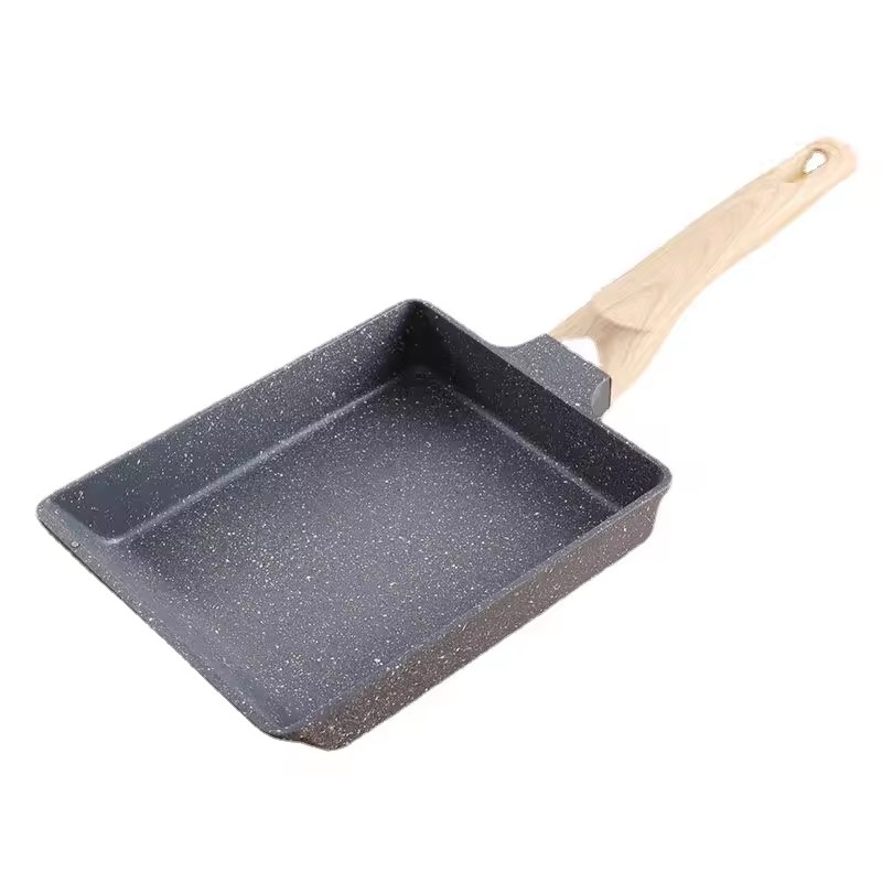 Piatră de jad îngroșată și înaltă Ouă groasă prăjită Grâu antiaderente Tigaie rectangulare cu ouă prăjite de calitate alimentară