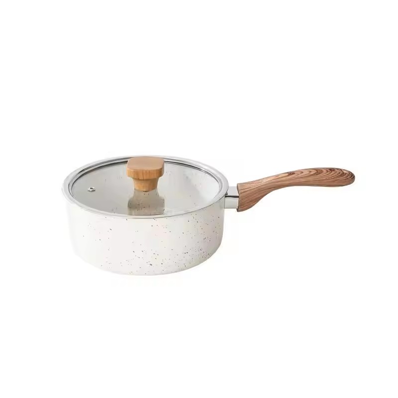 Oală pentru prăjire în stil japonez de tip japonez, oală antiaderență, cu piatră de orez, oală plată pentru lapte, cu dublu scop, oală cu tăiței instant