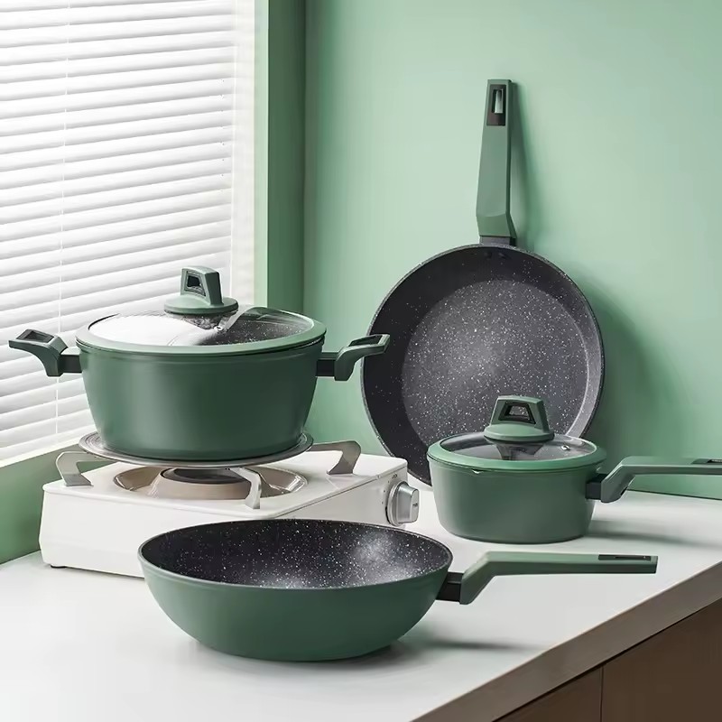 Seturi personalizate de vase de gătit din aluminiu, ceramică, oale de gătit seturi de tigaie pentru sos