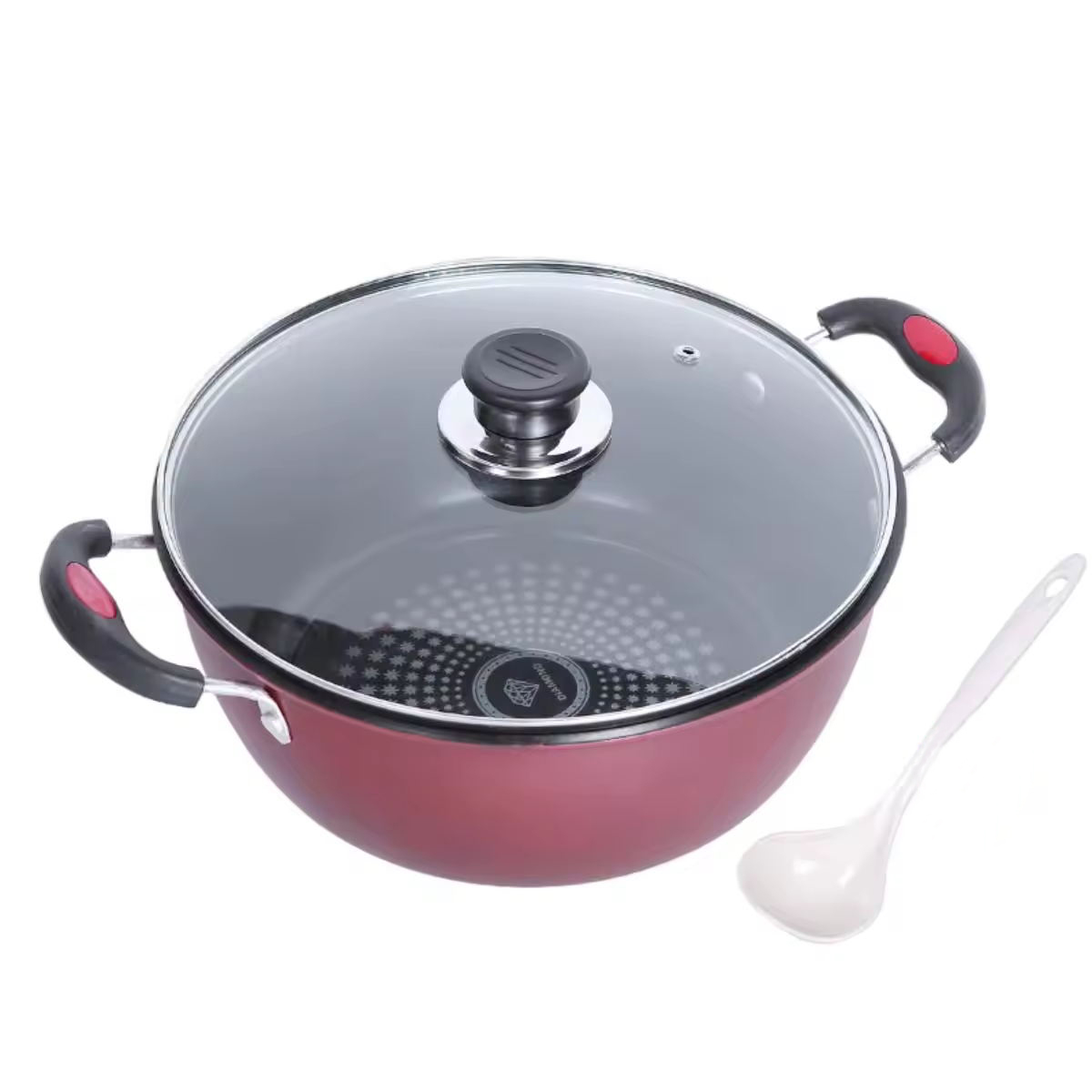 Oală de supă din ceramică cu urechi duble. Acoperire pentru sănătate