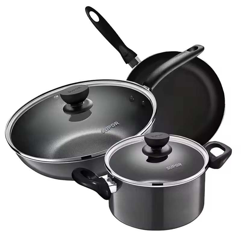 Set de oale combinație oală antiaderență set din trei piese oale de uz casnic wok tigaie vase de gătit aragaz cu inducție universal